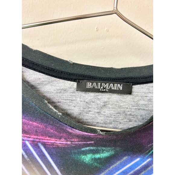 Balmain Army You Are Outnumbered Distressed Graphic Tee Black Multi Women 34 / 2 - Picture 4 of 6